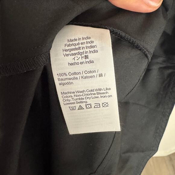 J.Crew Elena Shirt Dress Sz 4 Black Cotton Poplin Short Sleeve Drawstring Waist - Picture 7 of 8